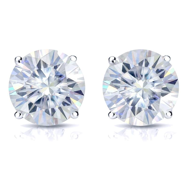 Auriya 3 1/2ct TW Round Moissanite Stud Earrings 14k Gold - 7.8 mm, Screw-Backs
