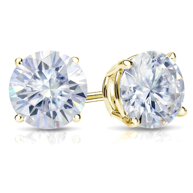 Auriya 3 1/2ct TW Round Moissanite Stud Earrings 14k Gold - 7.8 mm, Screw-Backs
