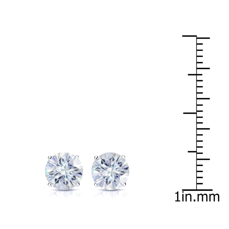 Auriya 1 1/2ct TW Round Moissanite Stud Earrings Platinum - 5.9 mm, Push-Backs