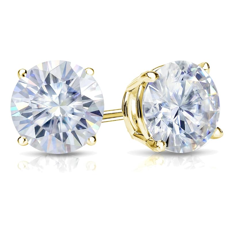 Auriya 2 1/2ct TW Round Moissanite Stud Earrings 18k Gold - 7 mm, Screw-Backs