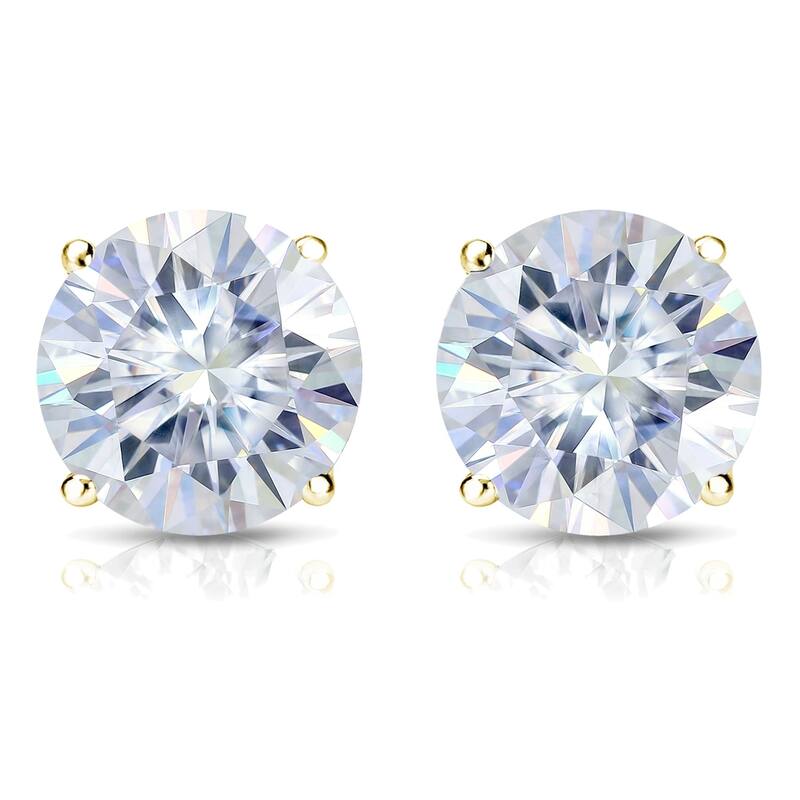 Auriya 2 1/2ct TW Round Moissanite Stud Earrings 18k Gold - 7 mm, Screw-Backs