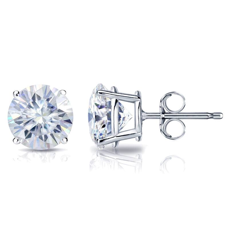 Auriya 3 1/2ct TW Round Moissanite Stud Earrings Platinum - 7.8 mm, Push-Backs