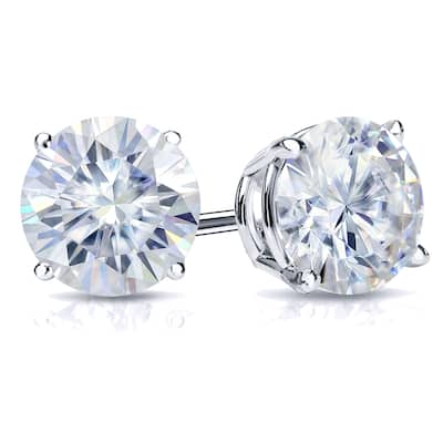 Auriya 3 1/2ct TW Round Moissanite Stud Earrings Platinum - 7.8 mm, Push-Backs