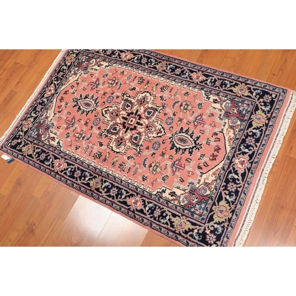 Traditional Tabriz Hand Knotted Wool Persian Area Rug 3 1 X4 6 Peach Ivory 3 1 X 4 6 Overstock 23443314