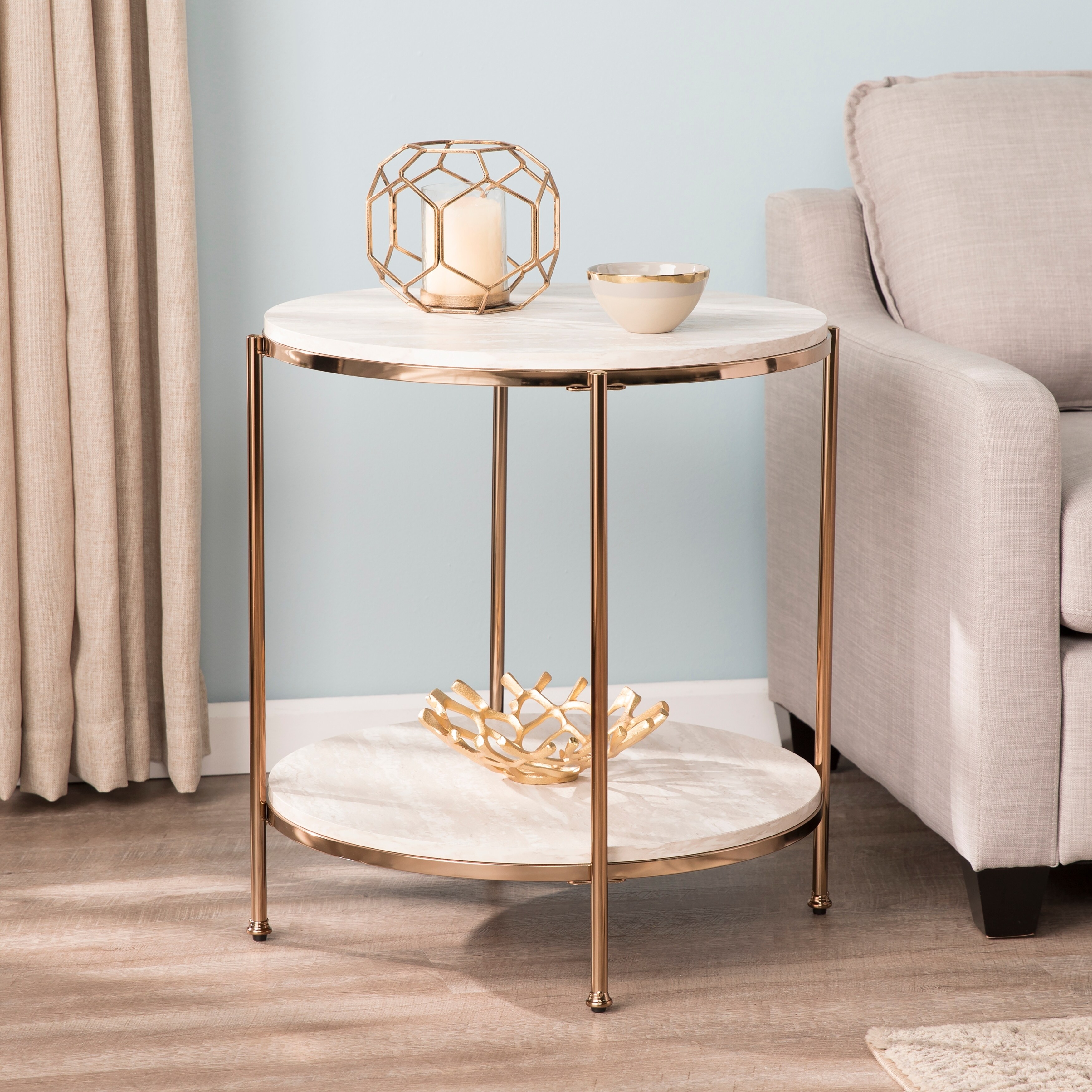 silver orchid henderson faux stone round side table