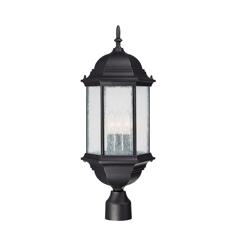 Main Street 3-light Black Outdoor Post Lantern