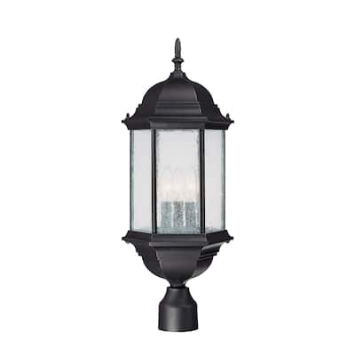 Main Street 3-light Black Outdoor Post Lantern