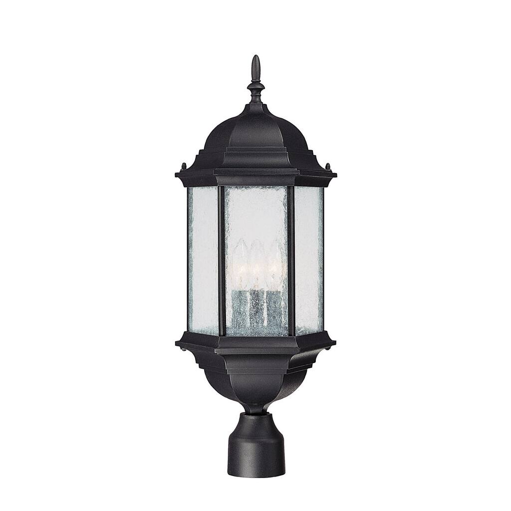 Main Street 3-light Black Outdoor Post Lantern