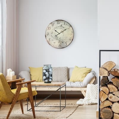 ALEKO Rustic Vintage Style Round Wall Clock 23 Inches