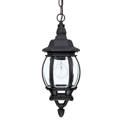 French Country 1-light Black Outdoor Hanging Lantern