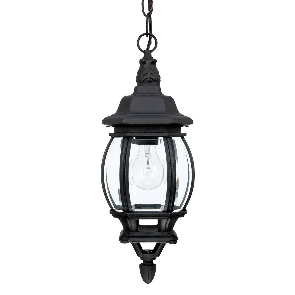 French Country 1-light Black Outdoor Hanging Lantern