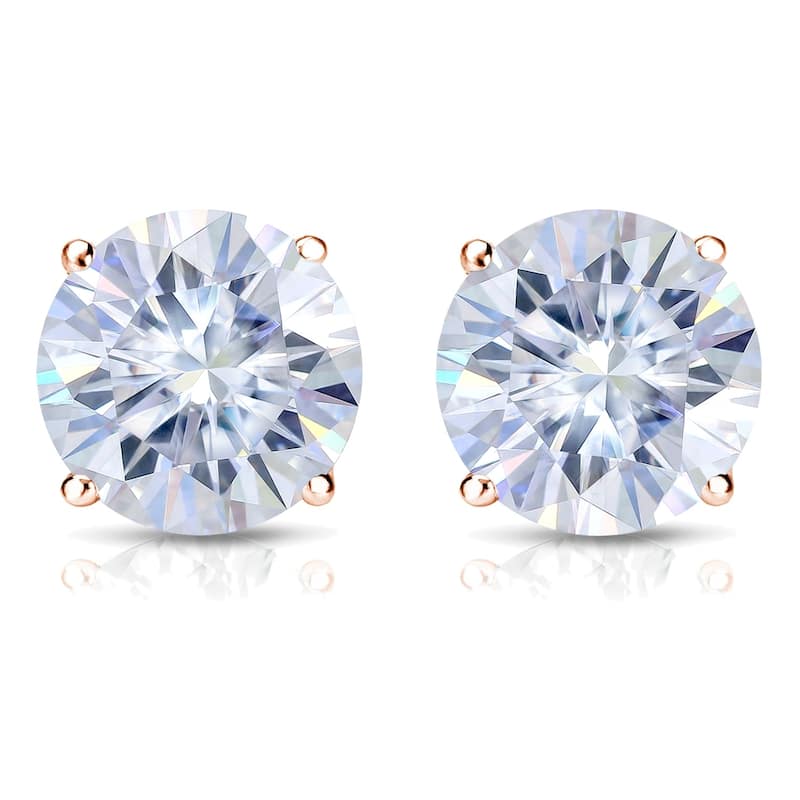 Auriya 14k Gold 2ctw Round Moissanite Stud Earrings - 6.5 mm, Screw-Backs