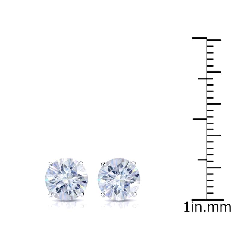 Auriya 14k Gold 2ctw Round Moissanite Stud Earrings - 6.5 mm, Screw-Backs
