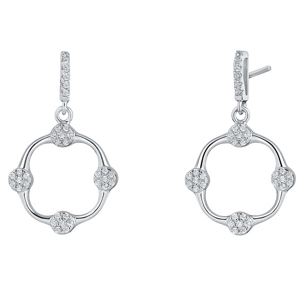 Sterling Silver Cubic Zirconia Confetti Dangle Drop Earrings Sterling Silver Cubic Zirconia Confetti Dangle Drop Earrings