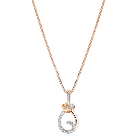 Sterling Silver Cubic Zirconia Knot Rose Tone Pendant Necklace