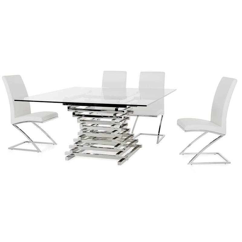 Modrest Crawford Contemporary Clear Glass Square Dining Table