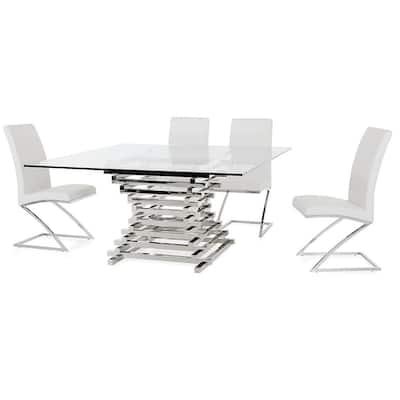 Modrest Crawford Contemporary Clear Glass Square Dining Table