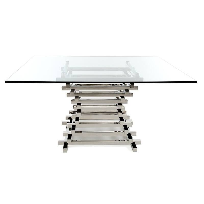 Modrest Crawford Contemporary Clear Glass Square Dining Table
