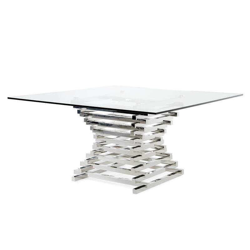 Modrest Crawford Contemporary Clear Glass Square Dining Table