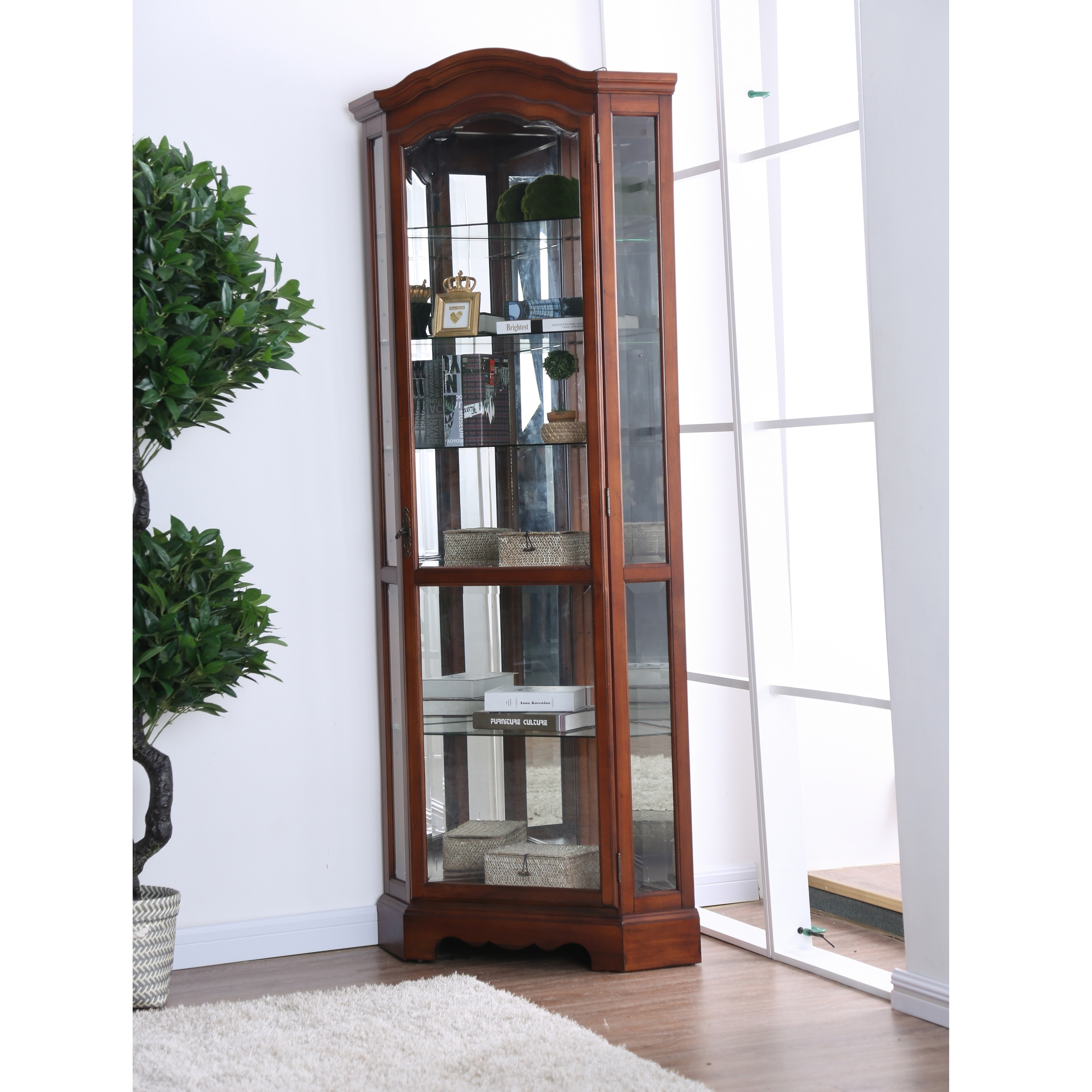 Shop Copper Grove Zemen 5 Tier Mirrored Corner Curio Cabinet On