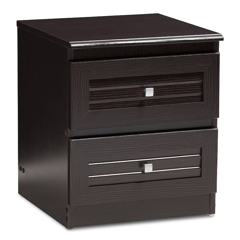 Urban Designs Alima 2-Drawer Wooden Nightstand in Wenge Brown Finish