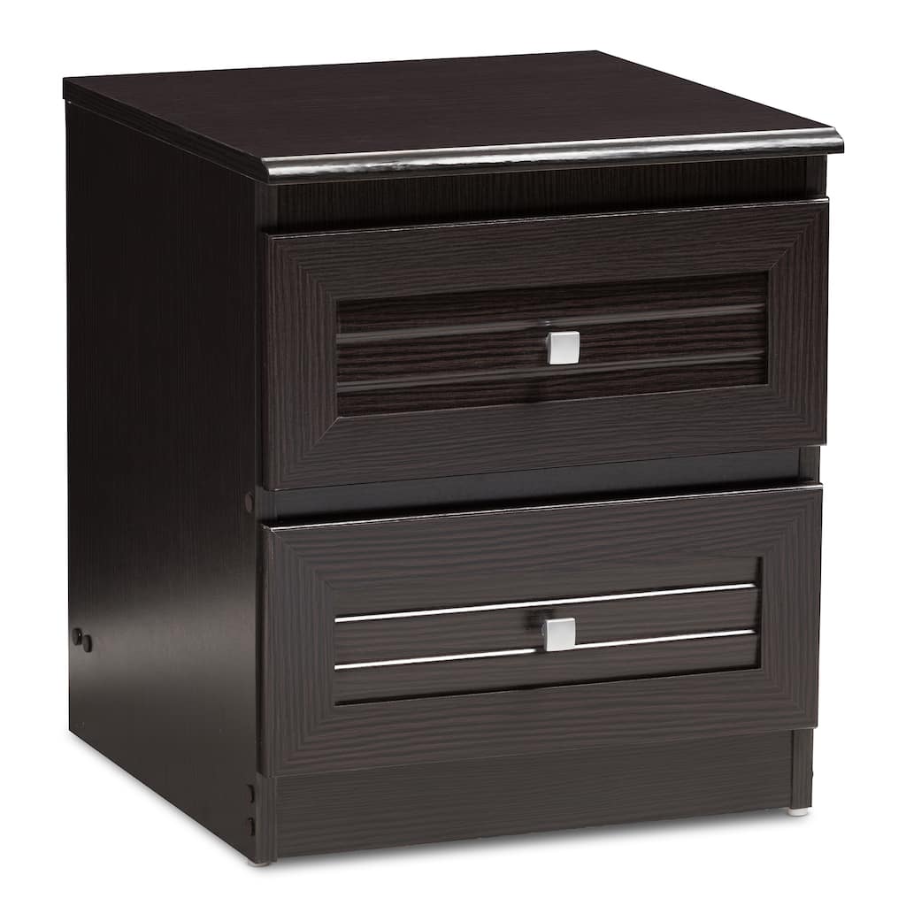 Urban Designs Alima 2-Drawer Wooden Nightstand in Wenge Brown Finish