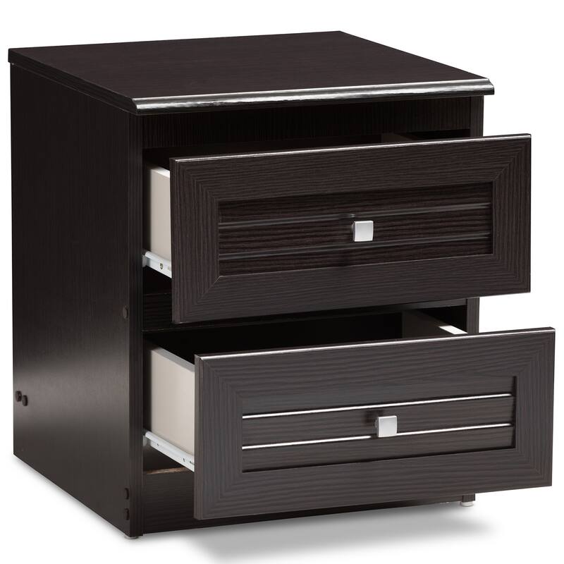 Urban Designs Alima 2-Drawer Wooden Nightstand in Wenge Brown Finish
