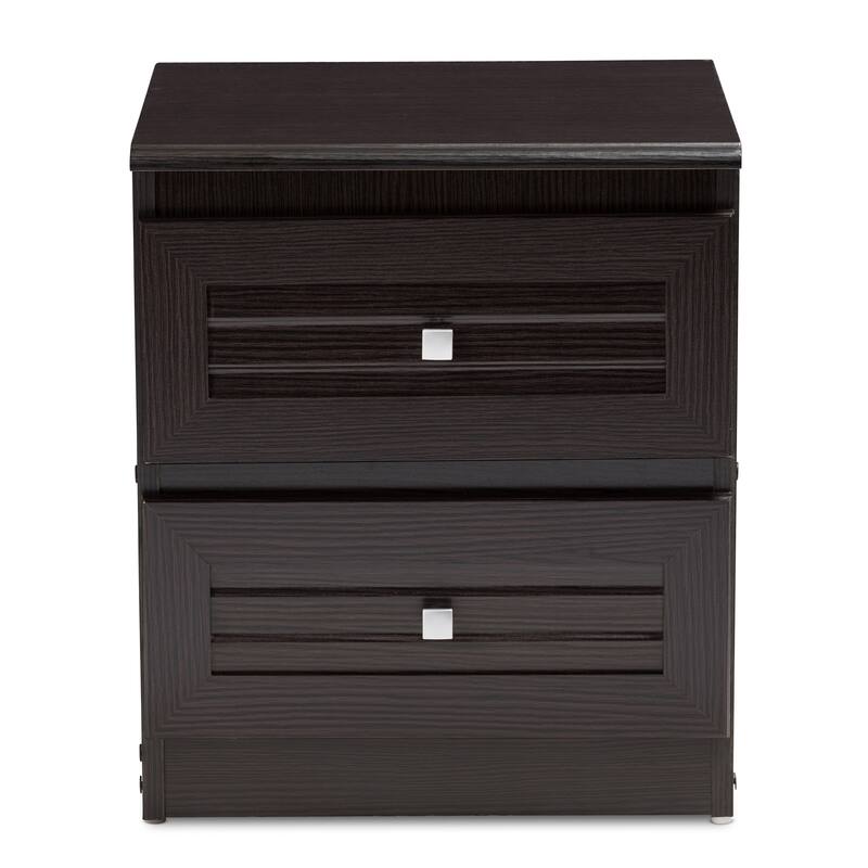 Urban Designs Alima 2-Drawer Wooden Nightstand in Wenge Brown Finish