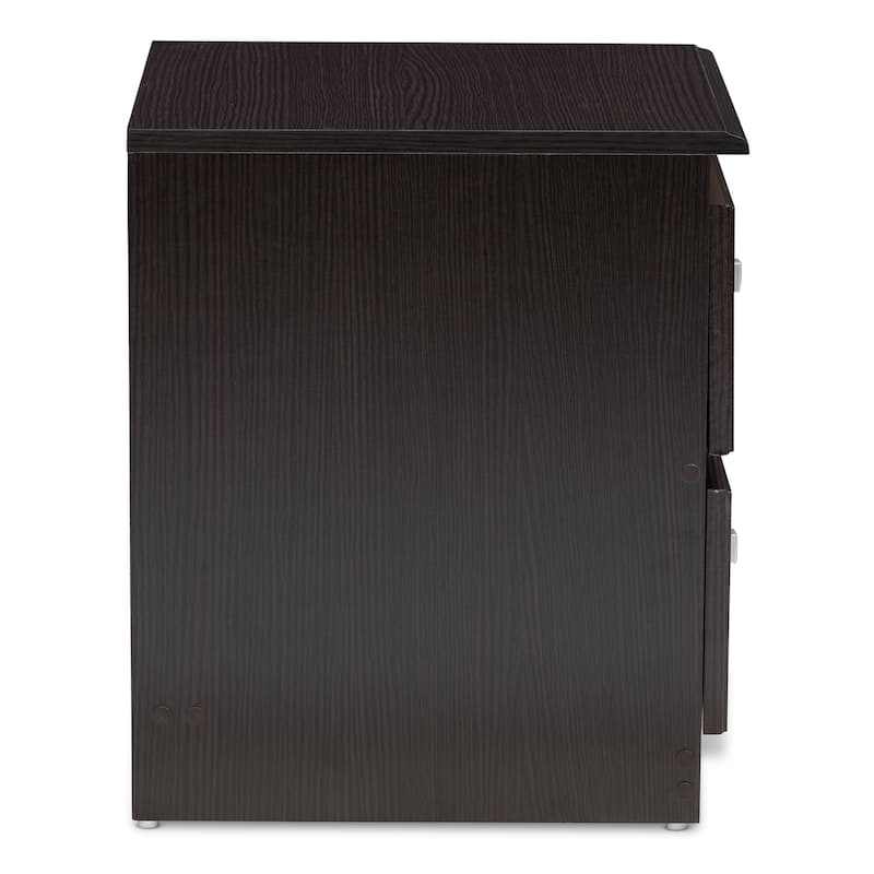 Urban Designs Alima 2-Drawer Wooden Nightstand in Wenge Brown Finish