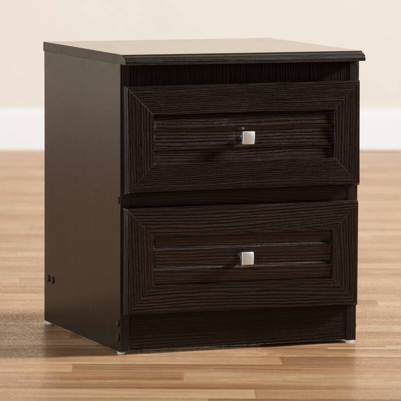 Urban Designs Alima 2-Drawer Wooden Nightstand in Wenge Brown Finish