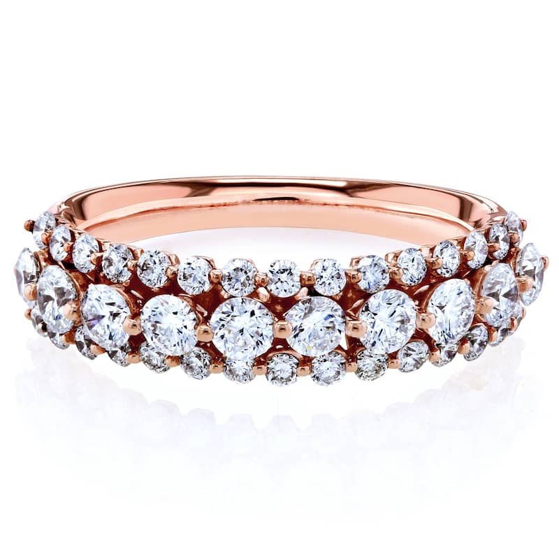 Annello by Kobelli 10k Rose Gold 1 Carat Three Row Womens Diamond Wedding Band (GH/I1)