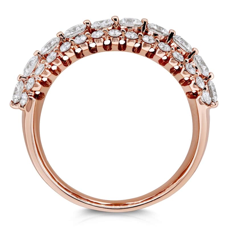 Annello by Kobelli 10k Rose Gold 1 Carat Three Row Womens Diamond Wedding Band (GH/I1)