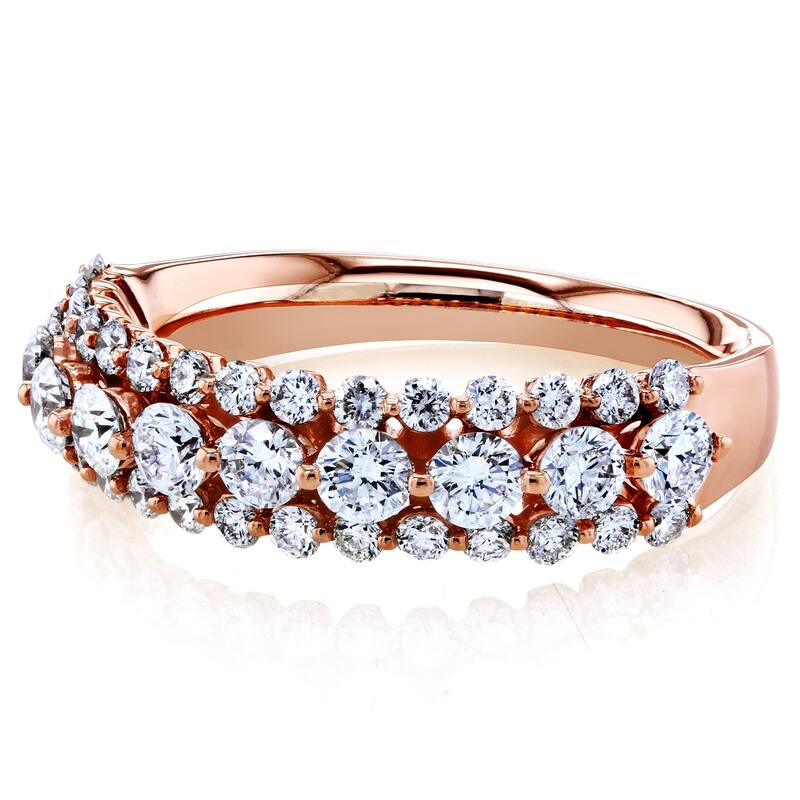 Annello by Kobelli 10k Rose Gold 1 Carat Three Row Womens Diamond Wedding Band (GH/I1)