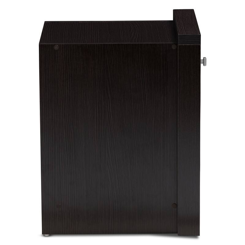 Urban Designs Watkins 1-Drawer Wooden Nightstand in Wenge Brown Finish