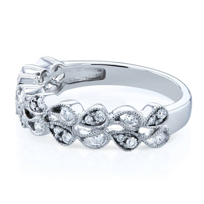 Annello by Kobelli 10k Gold 1/4 Carat TDW Floral Vines Leafy Womens Diamond Band