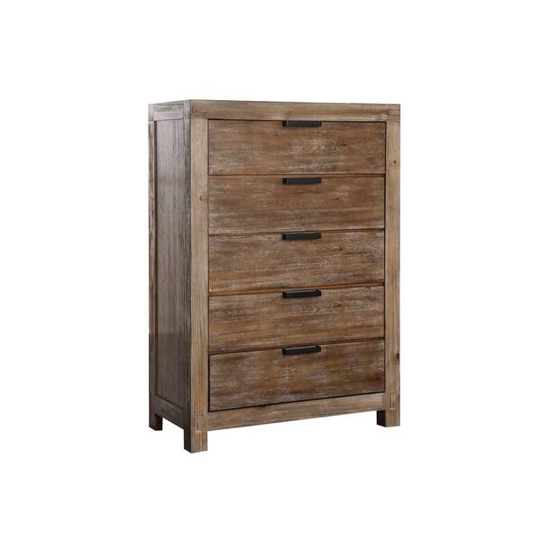 Shop Furniture Of America Werr Rustic Oak Solid Wood 5 Drawer
