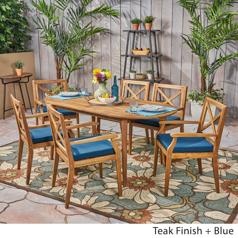 Pines Outdoor 7 Piece Acacia Wood Dining Set by Christopher Knight Home