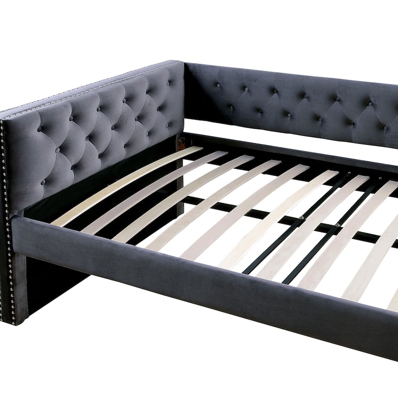 Gracewood Hollow Mokatsi Glam Tufted 2-Piece Daybed with Trundle Set