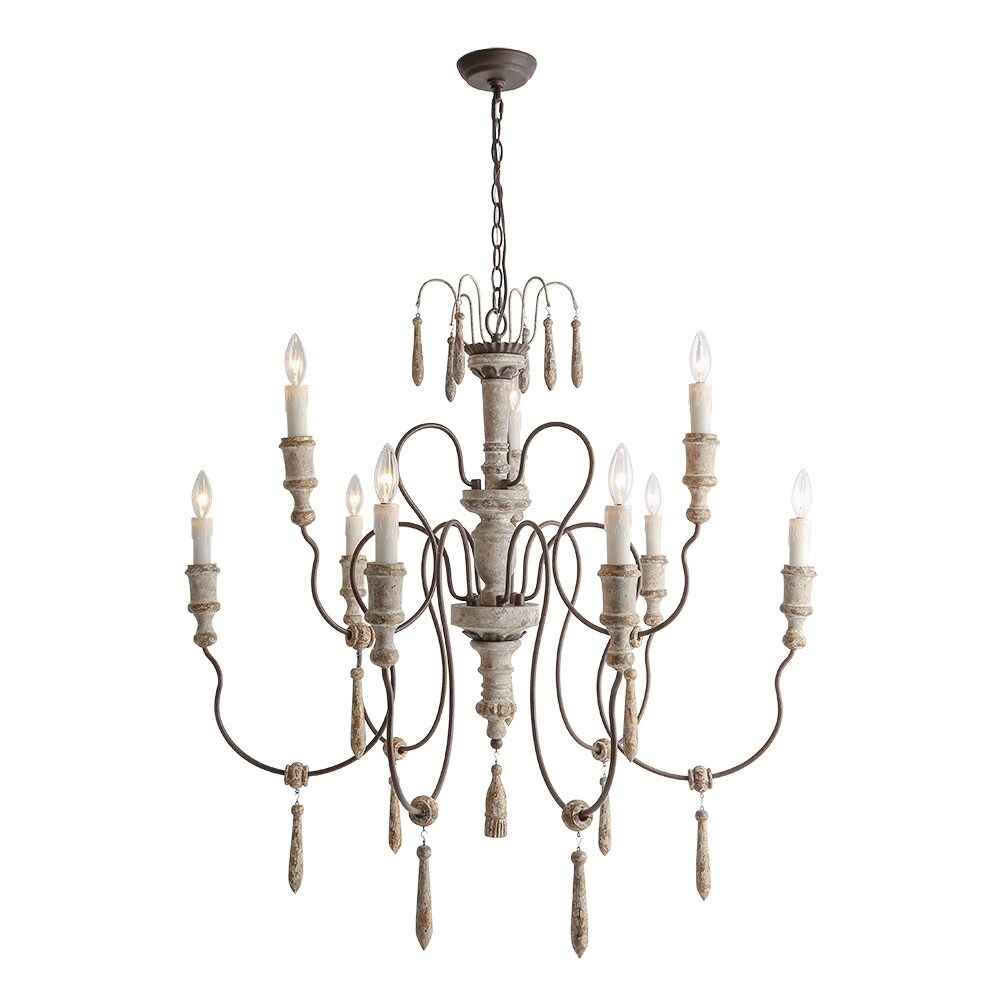 LNC 8-Light Shabby-Chic French Country Chandeliers - Chandeliers For Bedrooms by Overstock.com