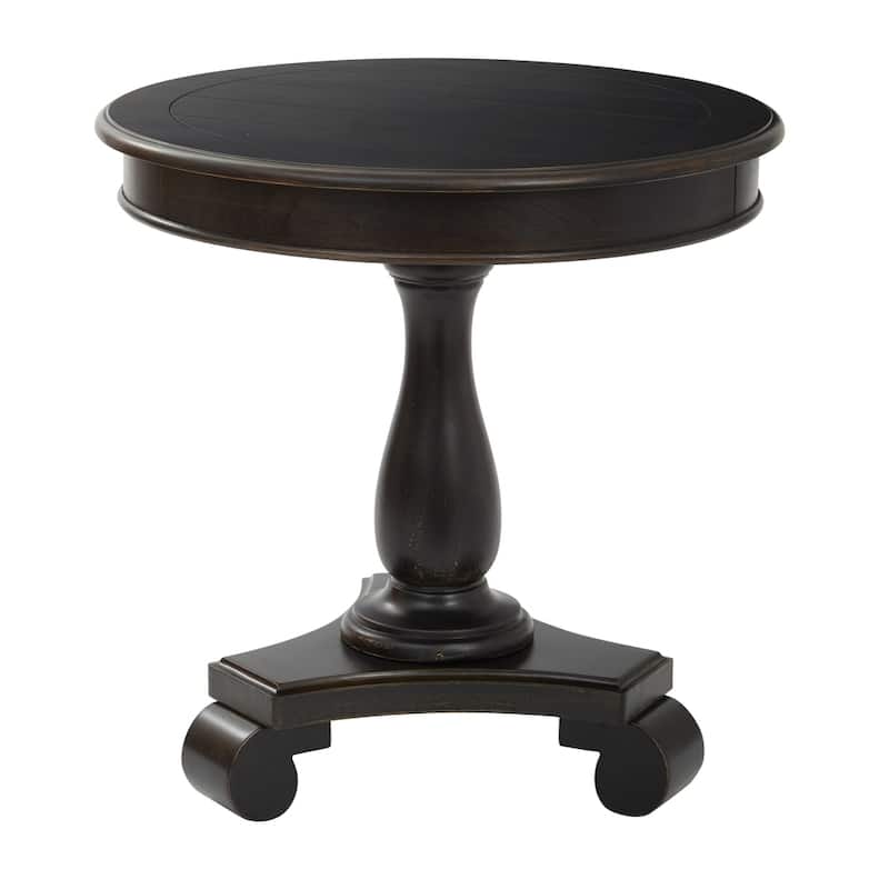 Porch & Den Viola Hand-painted Traditional Round Accent Table - Antique Black