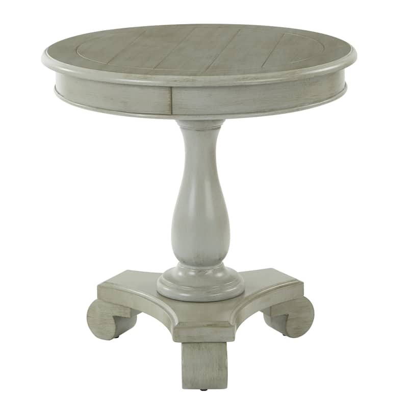 Porch & Den Viola Hand-painted Traditional Round Accent Table - Antique Grey