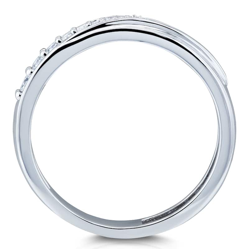 Annello by Kobelli 10k White Gold 1/10ct TDW White Diamond Accented Fashion Ring