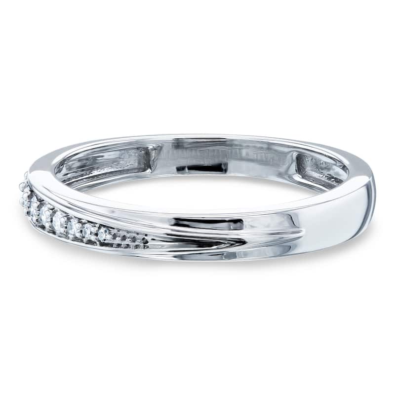 Annello by Kobelli 10k White Gold 1/10ct TDW White Diamond Accented Fashion Ring