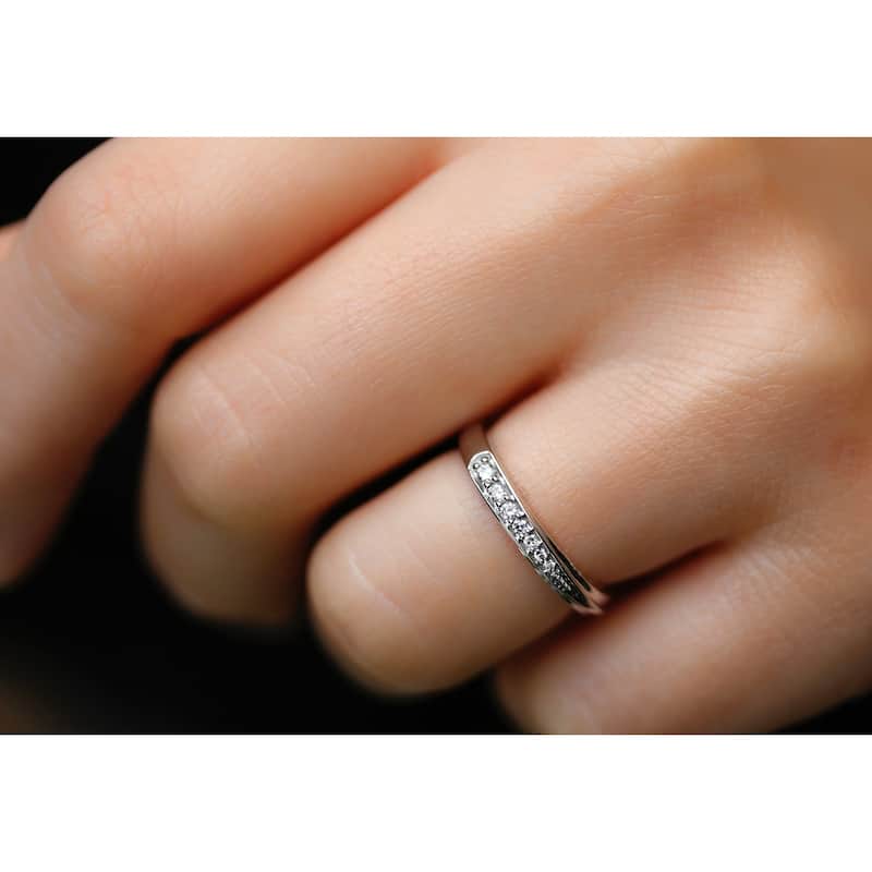 Annello by Kobelli 10k White Gold 1/10ct TDW White Diamond Accented Fashion Ring
