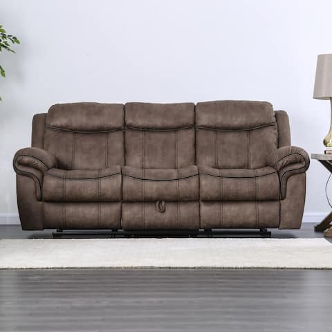 Furniture of America Heathcliff Brown Leather Reclining Sofa