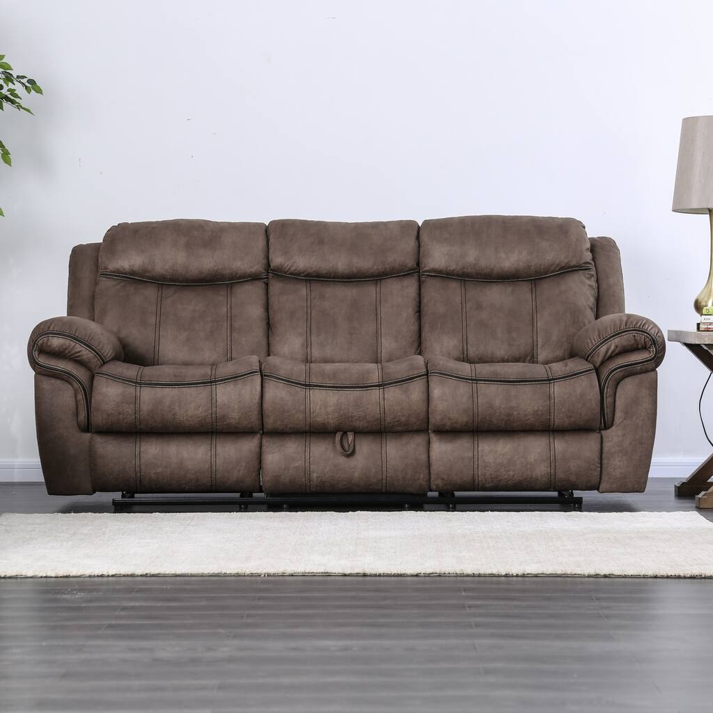 Heathcliff Transitional Brown Faux Leather Reclining Sofa by Furniture of America