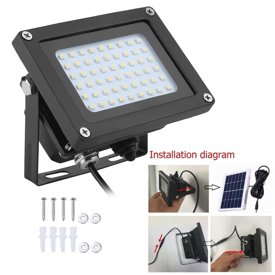 54 LED FloodLight Solar Powered Sensor Waterproof Outdoor Security Flood LIght