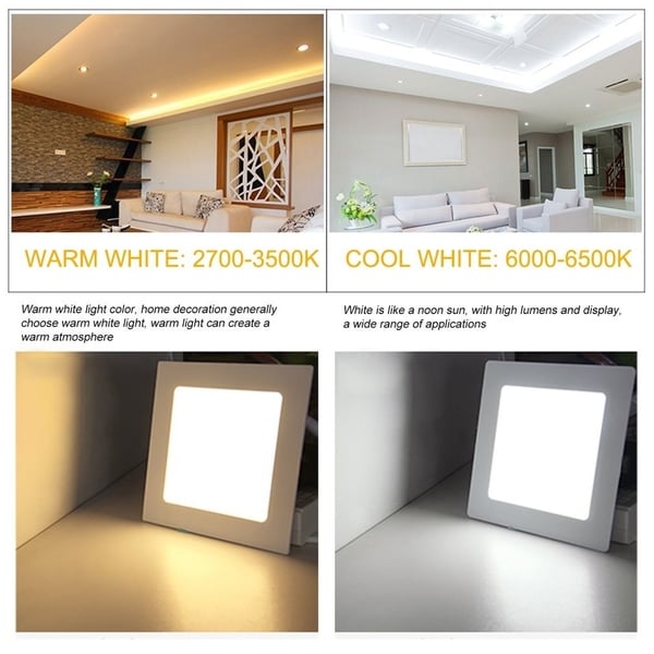9W To 24W Cool White LED Recessed Ceiling Flat Panel Light Downlight Square 