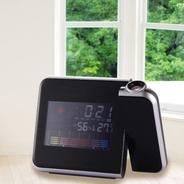 Digital Projection Weather Tempreture Alarm Clock LCD with LED Back Light Snooze 