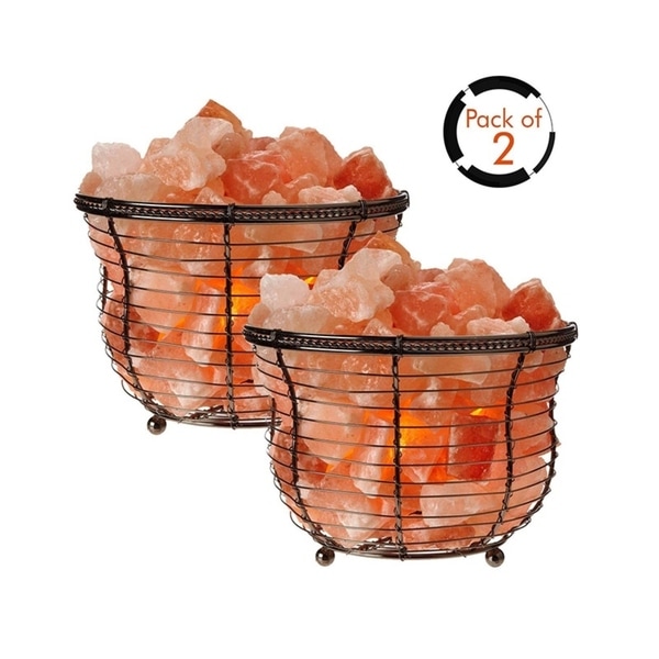 Himalayan Glow Basket Lamp with Salt Chunks-2 Pcs